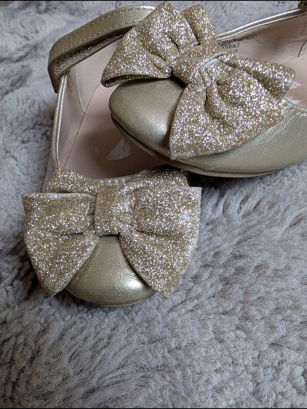 Sugar Gold Glitter Bow Dress Shoes for Kids